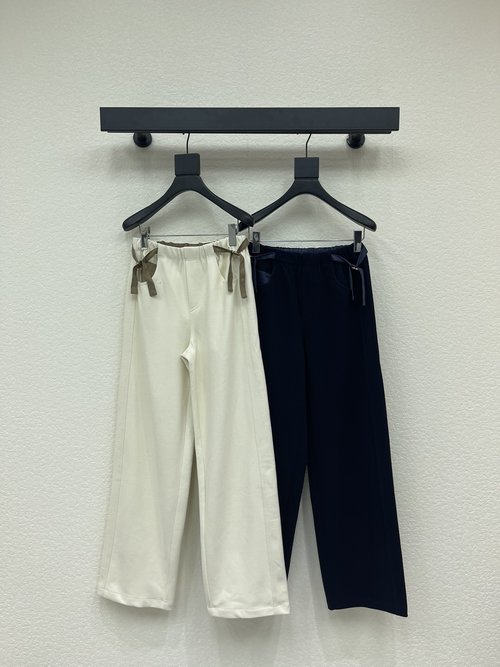 Loewe Side Belted Drawstring Straight-Leg Trousers with Warm Lining