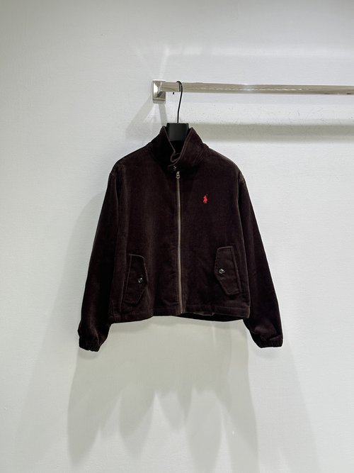 Yves Saint Laurent Corduroy Jacket with Red Horse Logo and Short Design