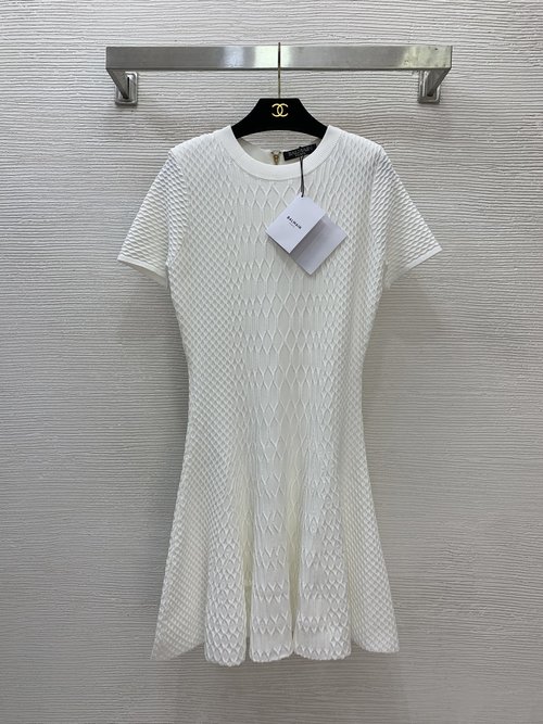 Balmain Customized Knit Dress with Lion Head Buttons and Epaulets