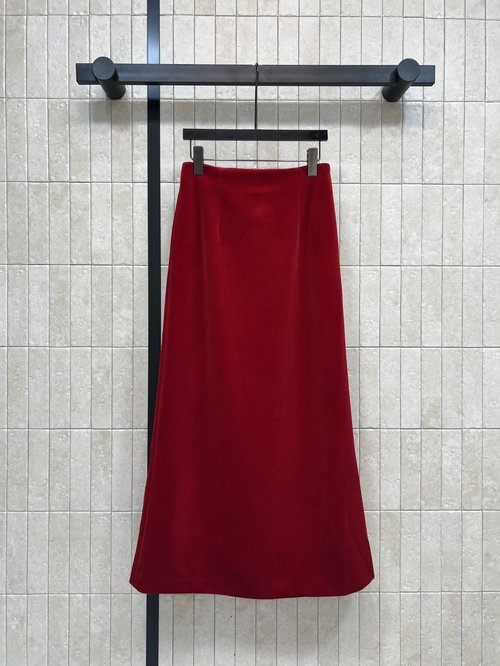 Loro Piana Wine-Red Velvet Midi Skirt, Elegant for Formal Events