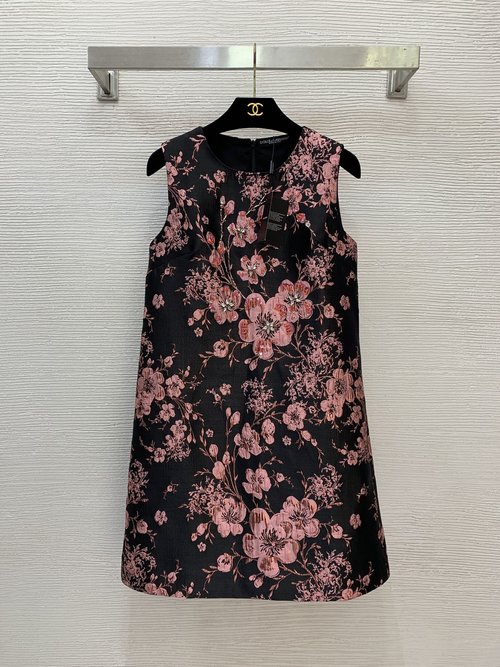 Dolce & Gabbana Embellished Sleeveless A-Line Party Dress with Floral Jacquard