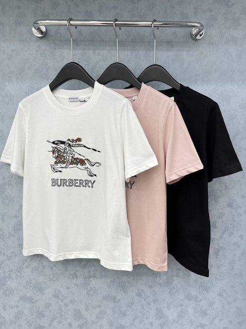 Burberry Breathable Cotton Embroidered Short-Sleeved T-Shirt