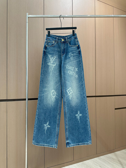 Louis Vuitton Designer s Original Letter Print Jeans for Individual Style