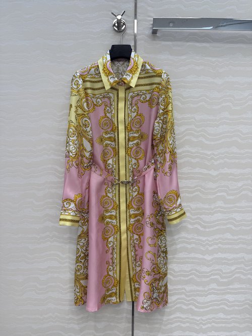 Versace Mediterranean Holiday Style Silk Dress with Baroque Print