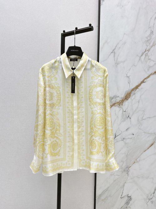 Versace Baroque Print Silk Blouse, Vintage and Slimming