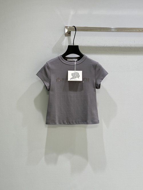 Alexander Wang Elastic Cotton Knit T-Shirt with Brand Logo