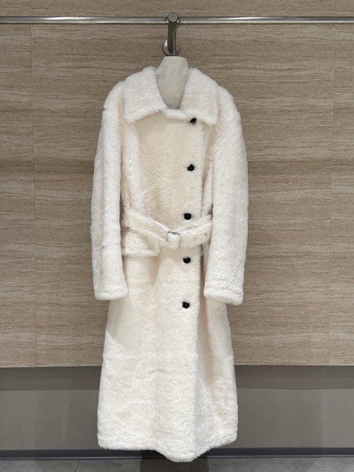Max Mara New Soft Fur Coat Made from Imported Norman Wool with Loose Fit