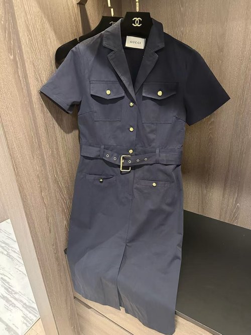 Gucci Workwear-style Short-sleeve Dress with Waistline Design