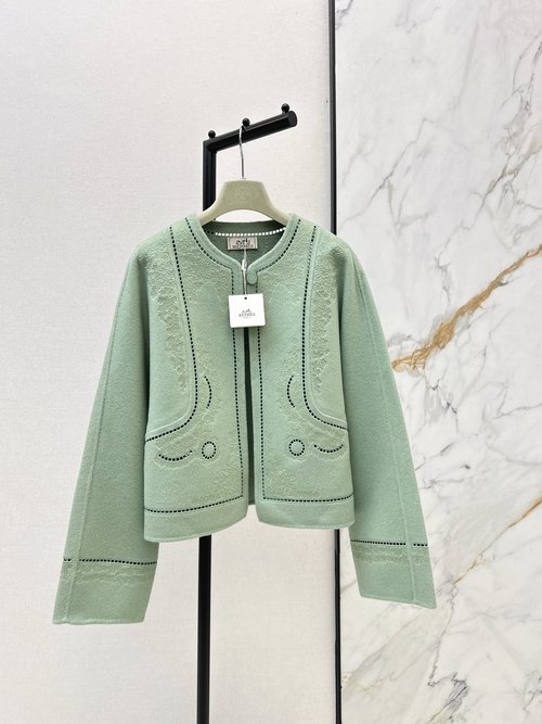 Hermes Heavy-Embroidered Cashmere Coat for a Sophisticated Look