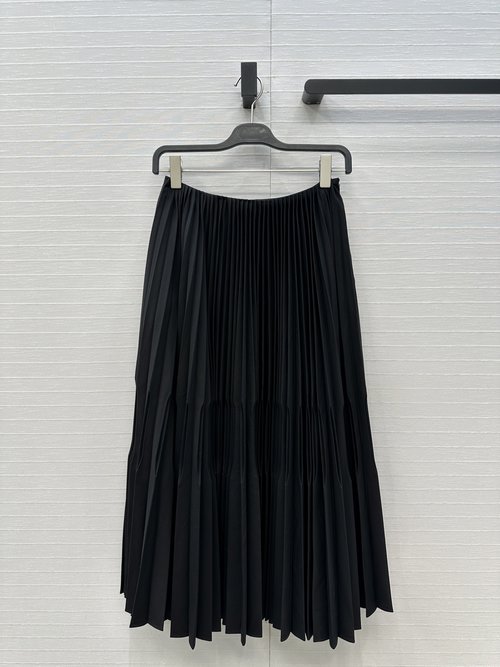 Alaia Sculptural Pleated Midi Skirt with Double-Fold Concave Pleating