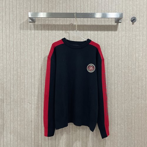 Balenciaga Collaborative Badge Colorblock Sweater with Lion Embroidery