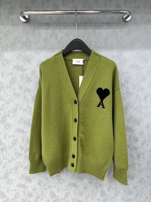 Ami Ami Limited Edition Heart Jacquard V-neck Knit Cardigan