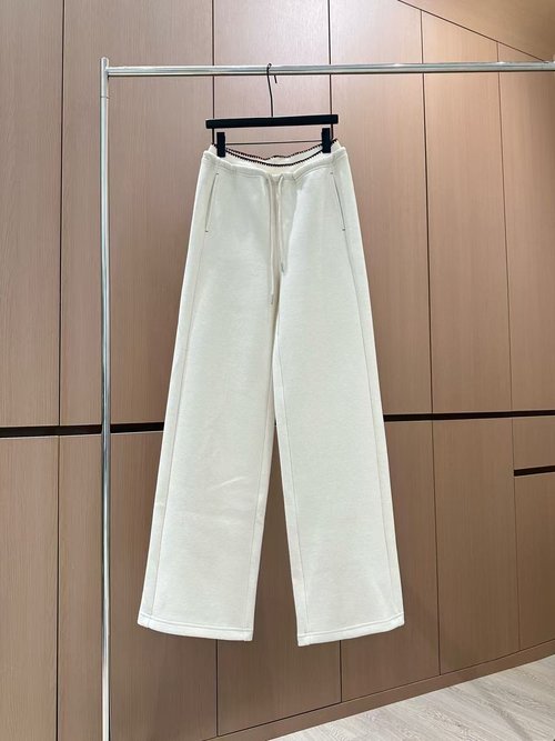 Loewe Designer s Elastic Waist Casual Pants with Colorful Drawstring