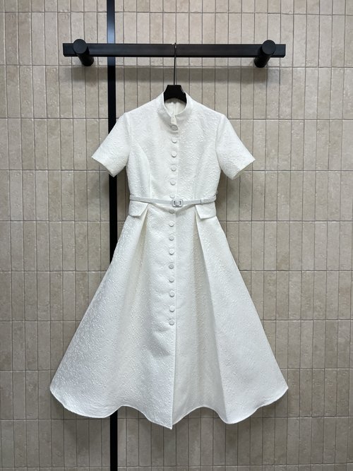 Dior Floral Relief Print Collared Dress, Elegant and Practical