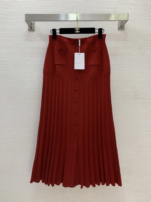 Prada Stylish Double-Pocket Pleated Knit Wrap Skirt
