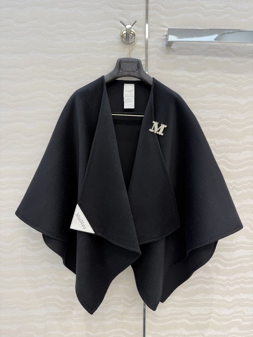 Max Mara High - end Max Cloak with Crystal Brooch, Wool - Cashmere Blend