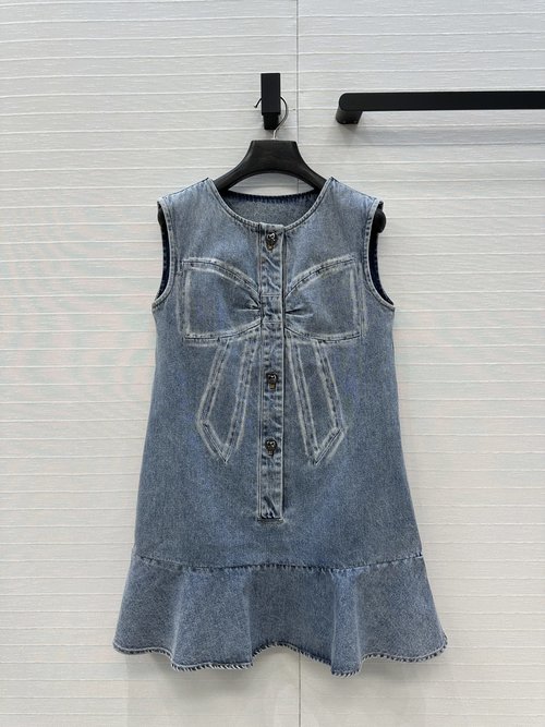 Chanel Exclusive Bowknot Series Denim Vest Dress for a Chic Appearance