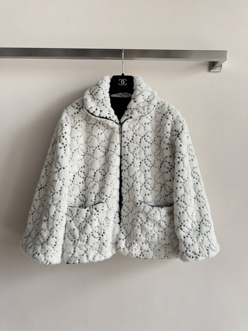 Chanel Coco Neige Ski Faux Fur Short Sequin Jacket, Unique and Cozy
