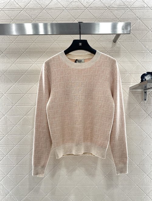Fendi Customized Knit Long-Sleeve Pullover with Double F Logo
