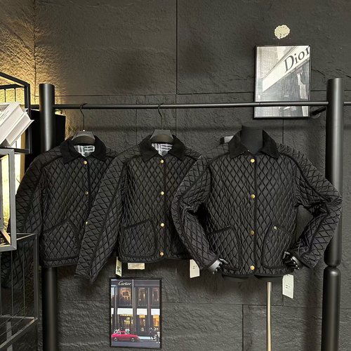 Burberry Corduroy Collar Quilted Short Cotton Jacket in Three Colors