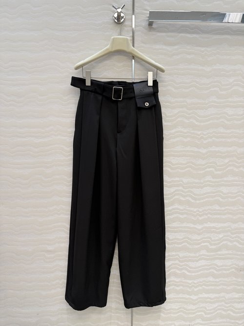 Loewe Smart Wide-Leg Trousers with Belt and Logo Accent