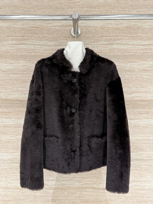 Loro Piana New Collared Fur-Integrated Coat in Neutral Style