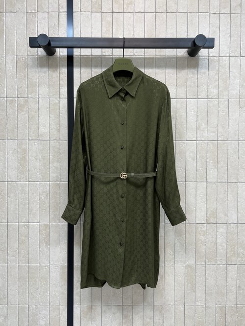 Gucci Green GG Jacquard Shirt Dress, Versatile and Stylish