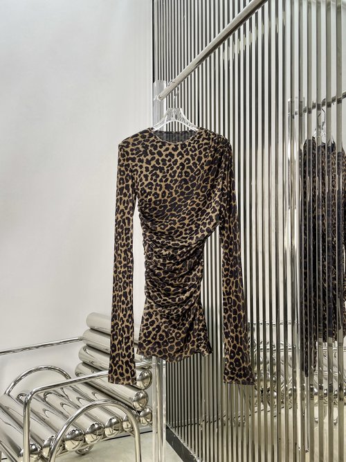 Loro Piana Leopard Print Wrap Dress with Pleats