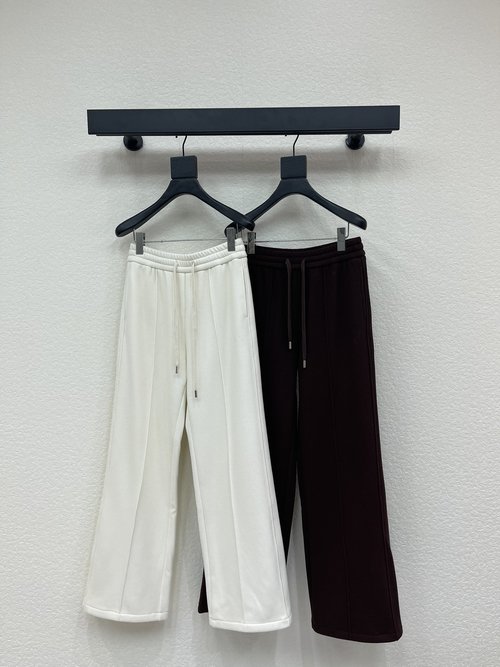 Celine Drawstring Waist Fleece-lined Wool Trousers for Luxury Style