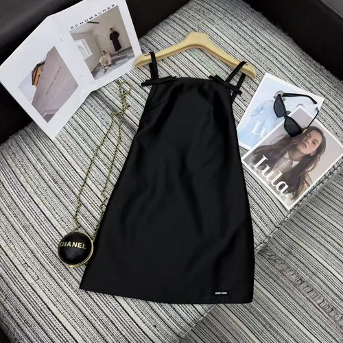 Miu Miu Pink Bow-Strapped Sling Dress from Spring Collection