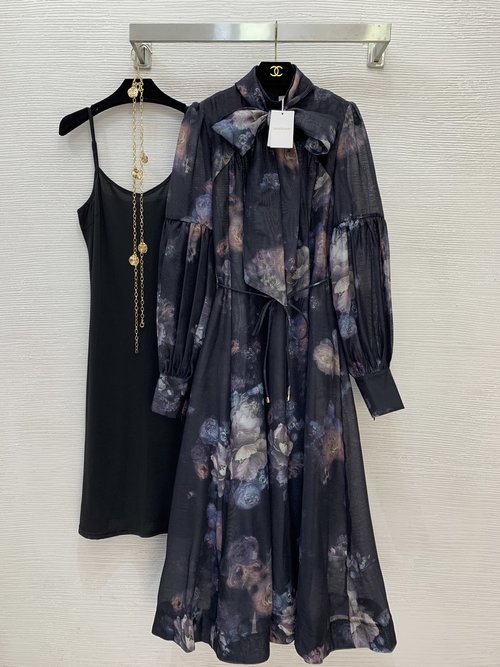 Zimmermann Water - Ink Print Long Dress with Slimming Belt