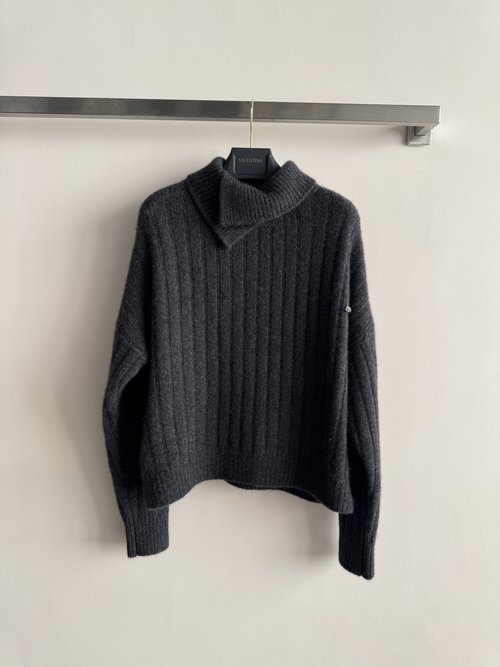 Valentino Cashmere Wool Blend Sweater with Asymmetrical Neckline