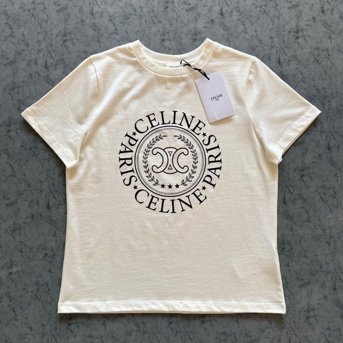 Celine Printed Short-Sleeve T-Shirt with an Exquisite and Tailored Fit