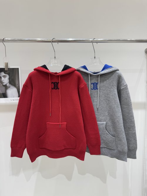 Celine New Celine Hooded Knit Top with Functional Pocket