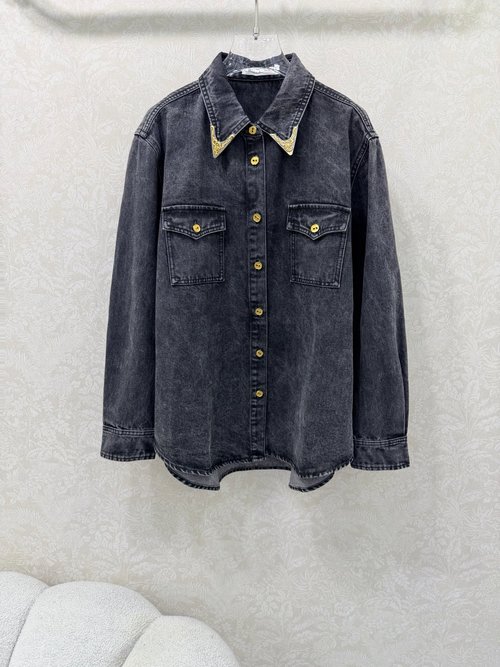 Schiaparelli Vintage Washed Denim Shirt with Branded Hardware