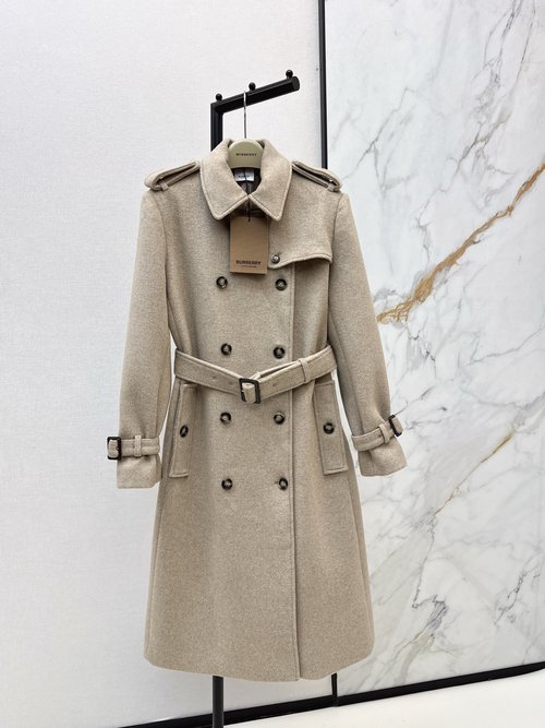 Burberry Elegant Two-Style Woolen Overcoat for Korean Look