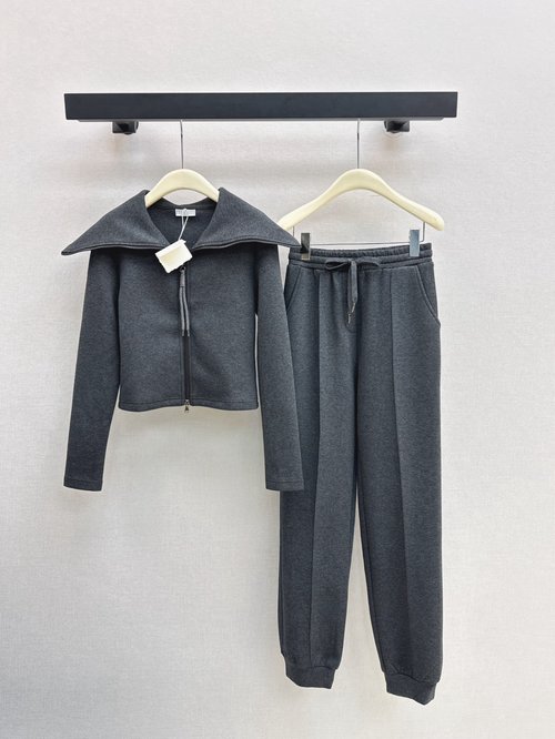 Brunello Cucinelli Stylish Fake - Design Sweatshirt Set with Chain Zipper in Two Colors