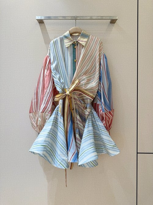 Zimmermann Striped Shirt Dress with Buttoned Collar and Light Fabric