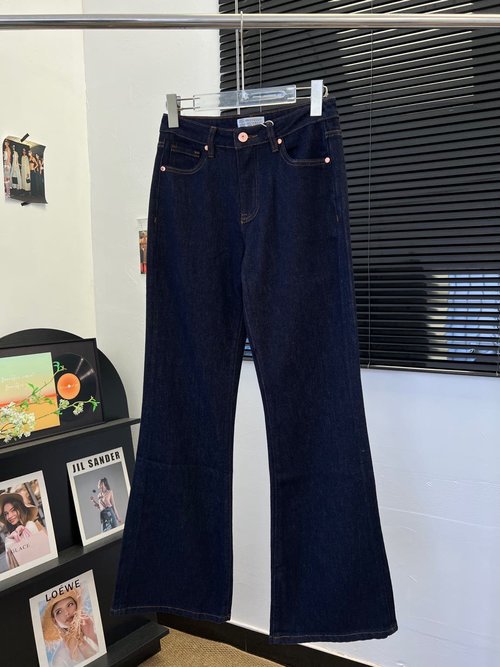 Loewe Flared Pants with Embroidered Back Pockets, Soft Twill Fabric