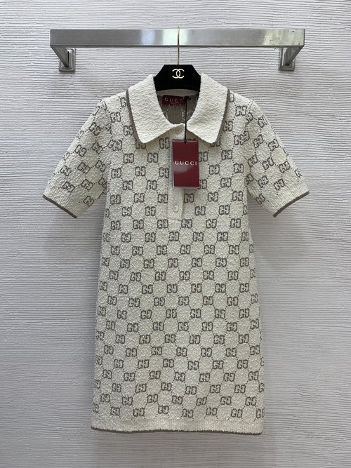 Gucci Custom GG Monogram Jacquard Polo Dress with Contrast Trim