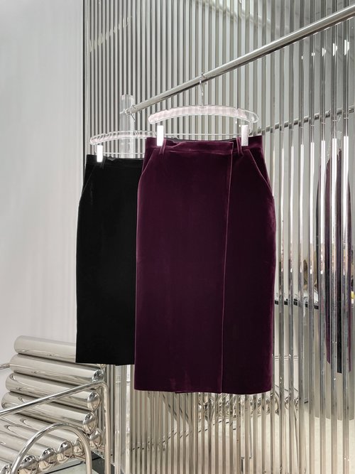 Loro Piana Velvet Skirt in Black and Red