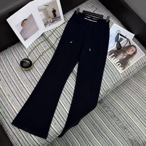 Alexander Wang Recommended Flare Casual Pants with Letter Elastic Waist and Rhinestones