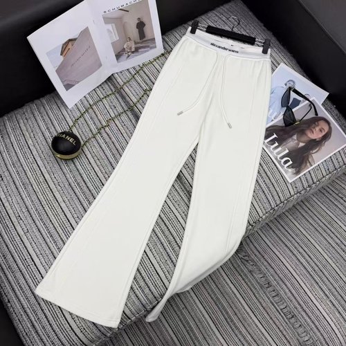 Alexander Wang Recommended Flare Casual Pants with Letter Elastic Waist and Rhinestones