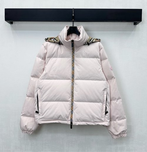Burberry Imported Nylon Hidden Detachable Hooded Down Jacket with Logo