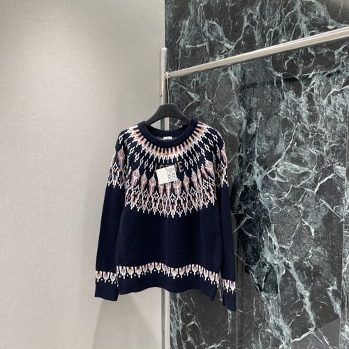 Loewe Fair Isle Jacquard Sweater with Brand Logo, Sophisticated and Luxurious
