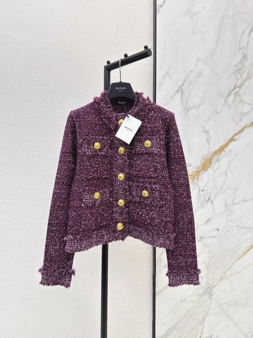 Balmain High-End Customized Four-Pocket Knitted Coat
