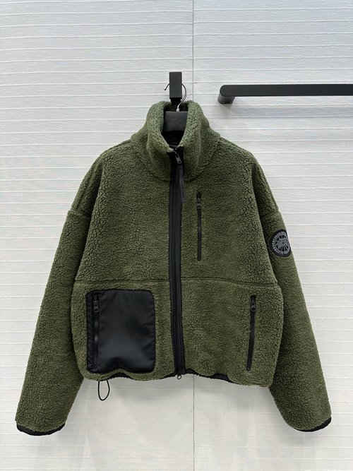 Canada Goose New Particle Fleece Wool Zipper Jacket with Classic Stand-collar Design