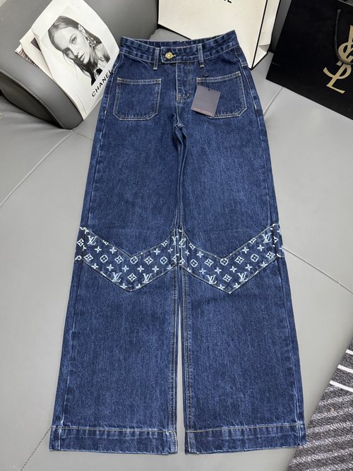 Louis Vuitton Cowboy Jeans with V-Spliced Print