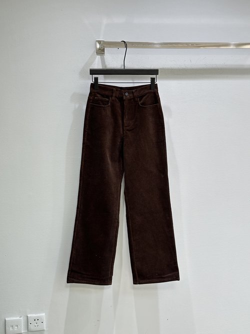 Miu Miu Corduroy Trousers with Contrasting Leather Emblem