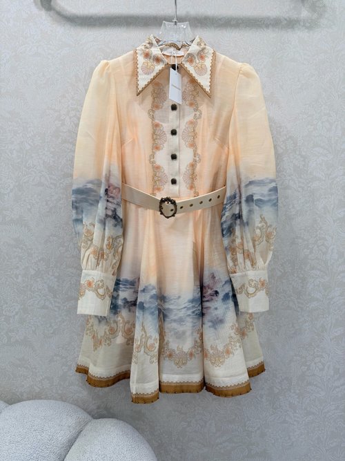 Zimmermann Navy Series Sailing Print Dress with Custom Belt and Hardware